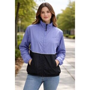 Athletic Works Jacket Womens Lg 12-14 Removable Sleeves Blue Black Sleeve Pocket